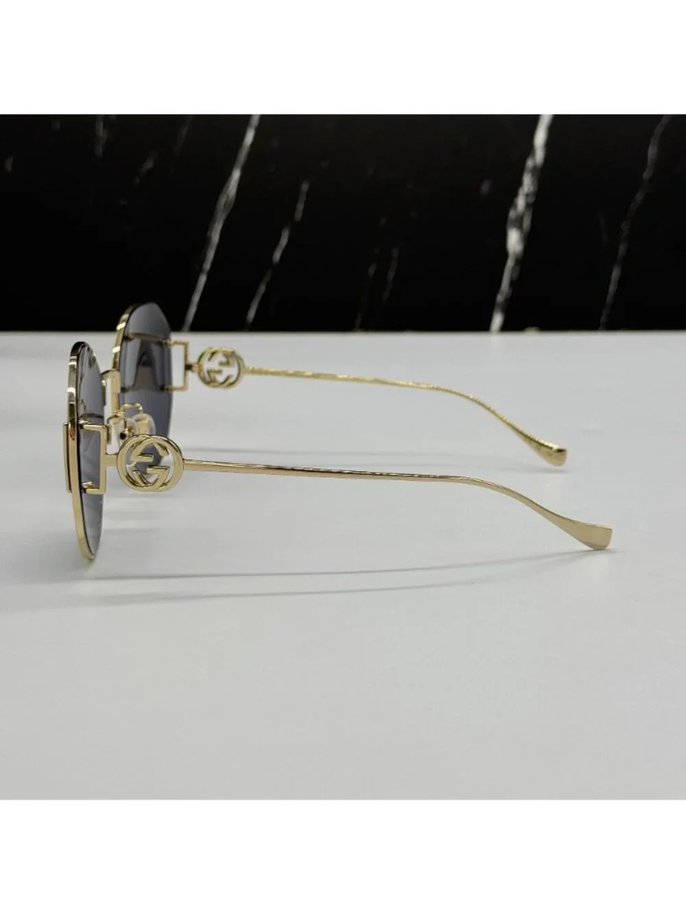 New Gucci GG1206SA 002 Women Oversized Gold Gray Sunglasses